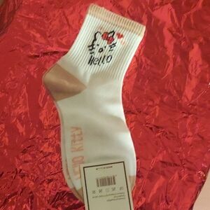 Fashion Pink Hello KITTY Socks with Ribbed Cuff